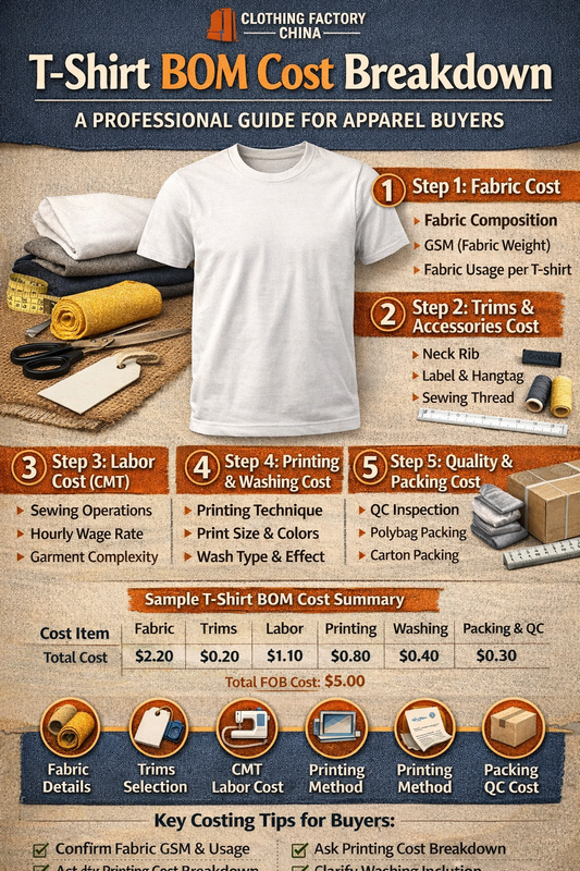 T-Shirt BOM Cost Breakdown: A Professional Costing Guide for Apparel Buyers